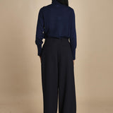 pantalone con pinces in lana NINA PLEAT CA1398 NAVY berwich 