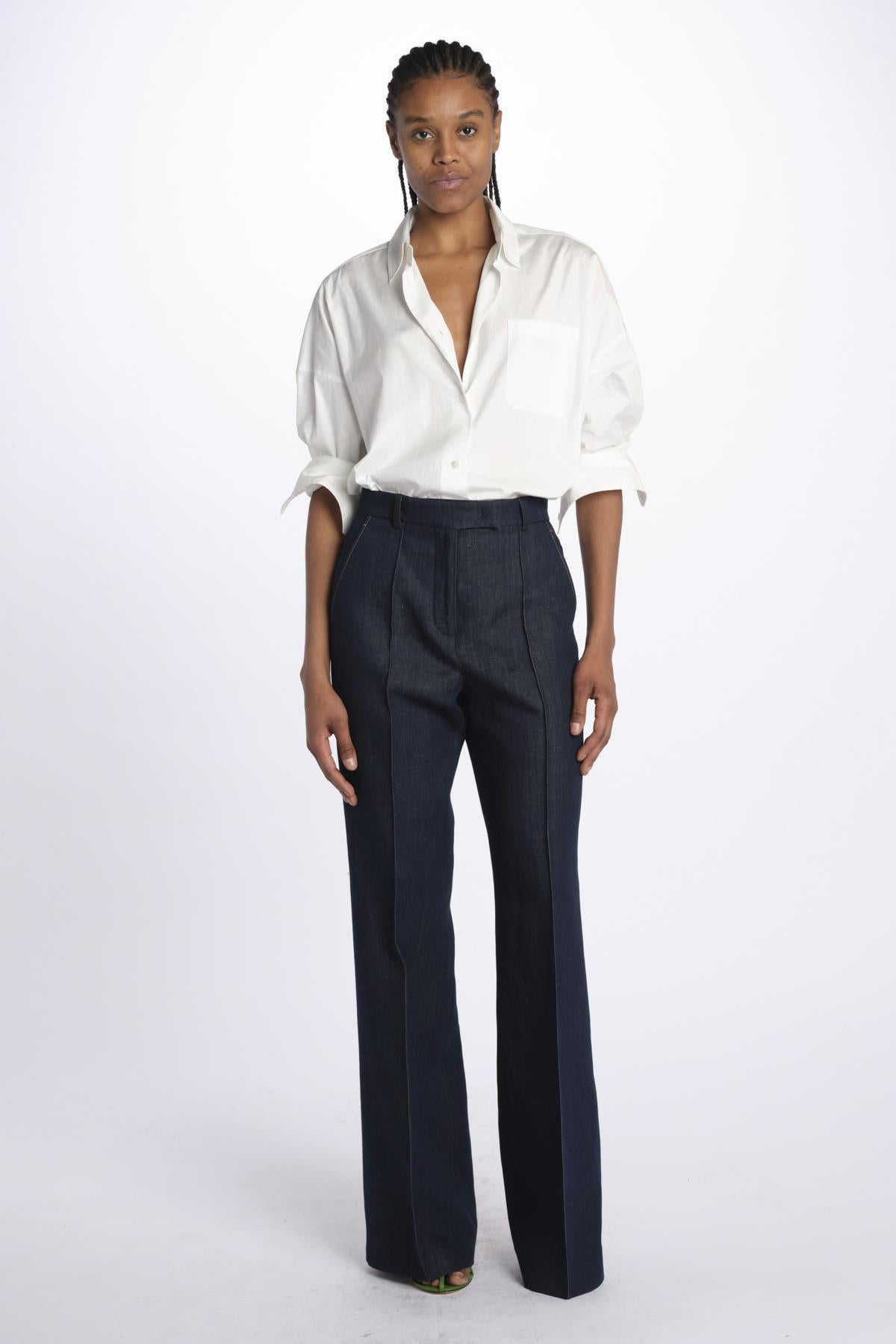 Pantalone OTTAVIA denim dritto nervature OTTAVIA673855 612 quelledue 