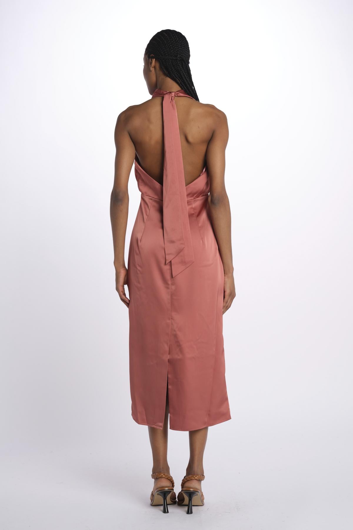 Abito SOLANGE midi scollo dietro 12248047 TERRACOTTA malina 