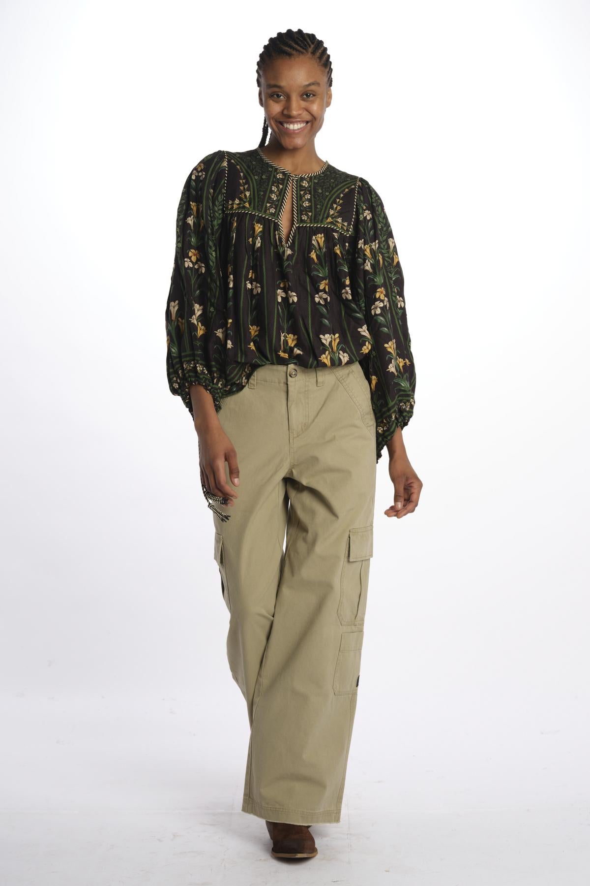 Camicia FLOWERS ARCH stampa fiori 337183 BLACK farm rio 