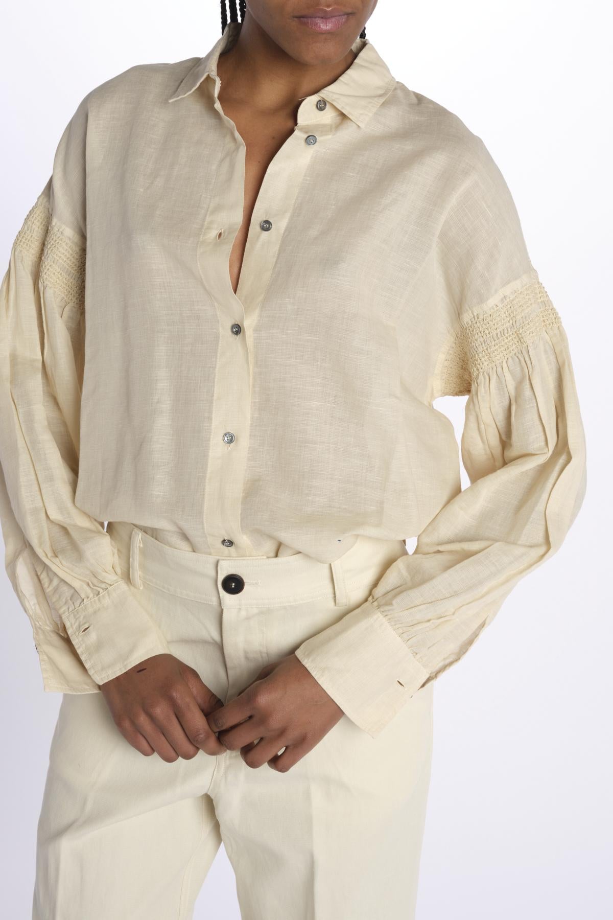 Camicia lino punto smoke 9451R 13125 150 pomandère 