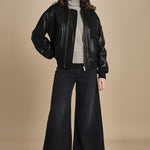 LARA bomber in pelle IO118048 BK999 ivy oak 