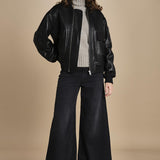 LARA bomber in pelle IO118048 BK999 ivy oak 