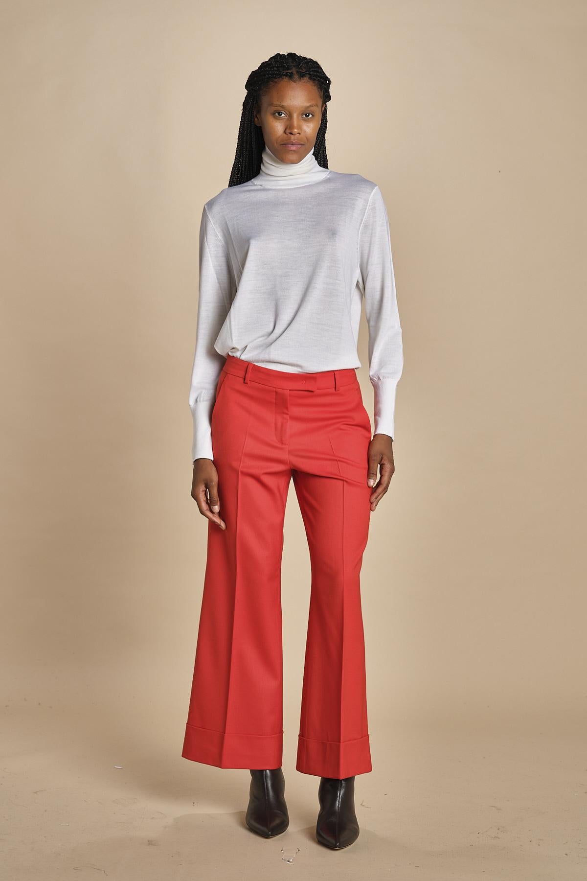 pantalone cropped con risvolto in gabardina MELODIA 652339 38 quelledue 
