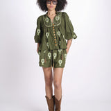 short con ricamo cuori 344171 GREEN L0013 farm rio 