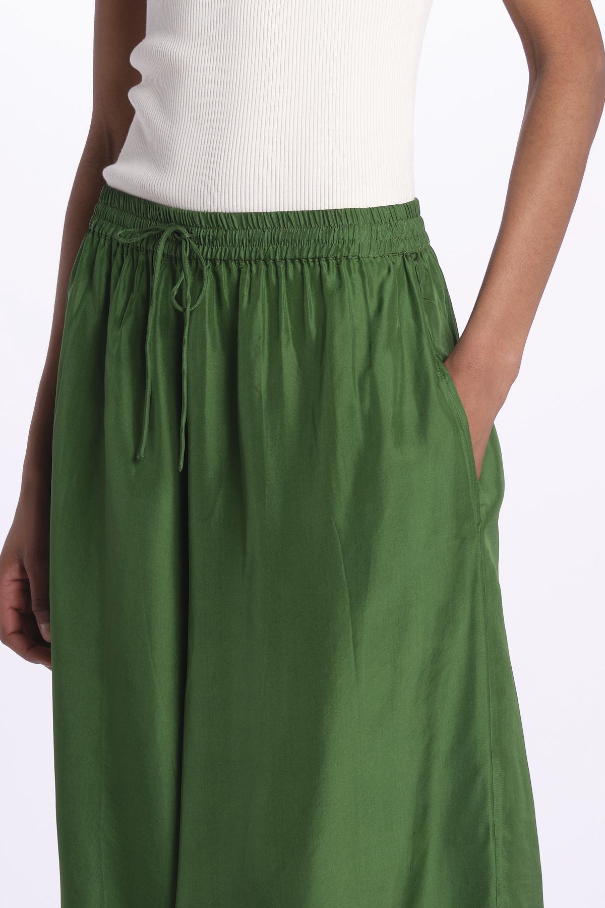 PALAZZO pantaloni in seta  by milaura. BE24252PANT GREEN benaras soleil 