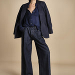 camicia da uomo in voille lana DANY NAVY BLUE true avenue 