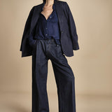 camicia da uomo in voille lana DANY NAVY BLUE true avenue 