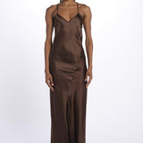 Abito lungo RENATE raso 5451187 TOFFEE herskind 