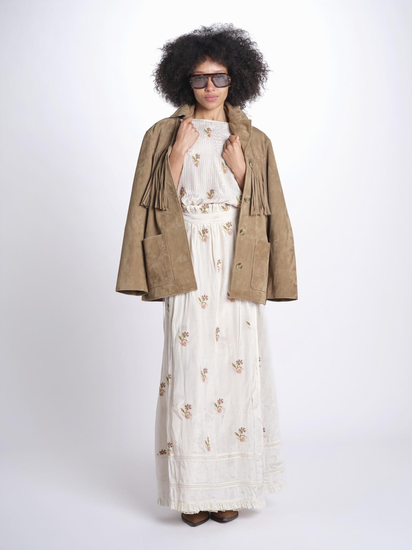 top con ricamo fiorellini e nervature SOFIA LVSSS2026208 BEIGE lug von siga 