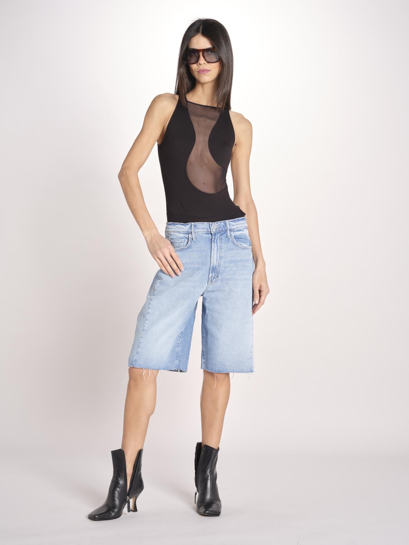 body trasparente asimmetrico FRONT ROW NERO undress code 