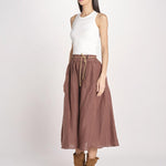 gonna in lino con coulisse MARTINA SOFTLINEN BROWN true avenue 