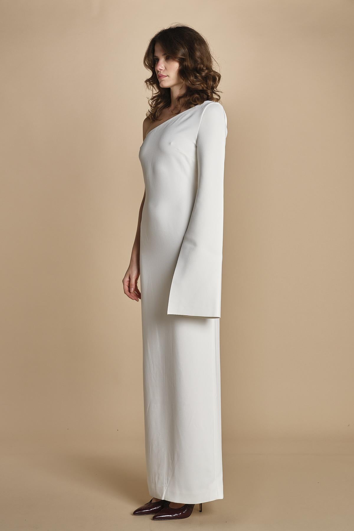 maxidress monospalla con manica a campana ALINA WHITE solace 