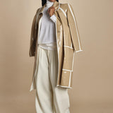 pantalone con pinces in lana NINA PLEAT CA1398 CHALK berwich 