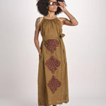 abito lungo BE25245 KHAKI WHINE benaras soleil 