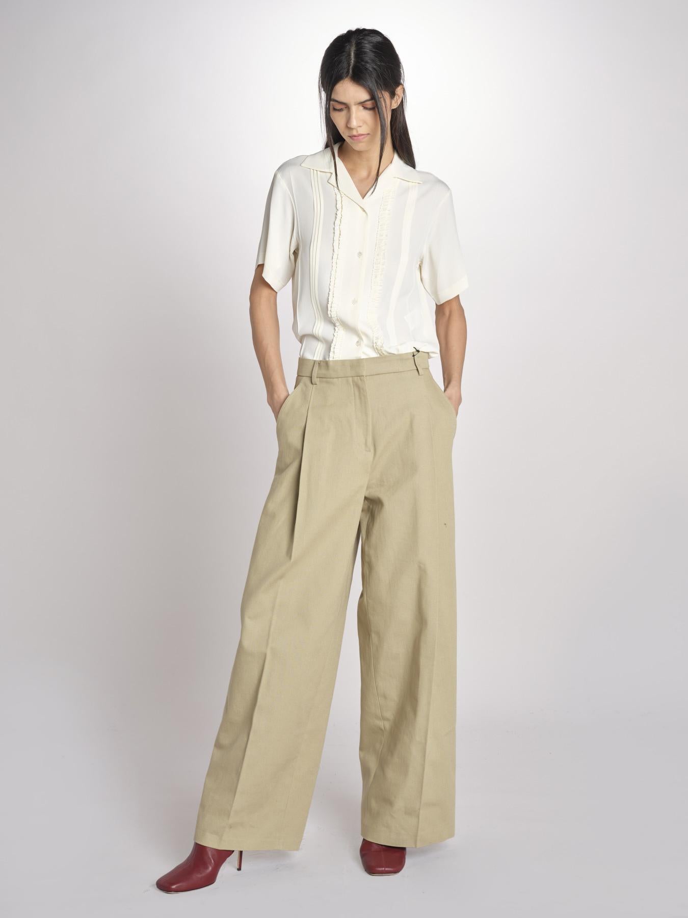 camicia m/c con rouches G061-5111-1108 ECRU n21 