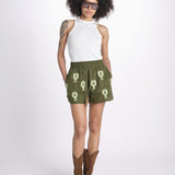short con ricamo cuori 344171 GREEN L0013 farm rio 