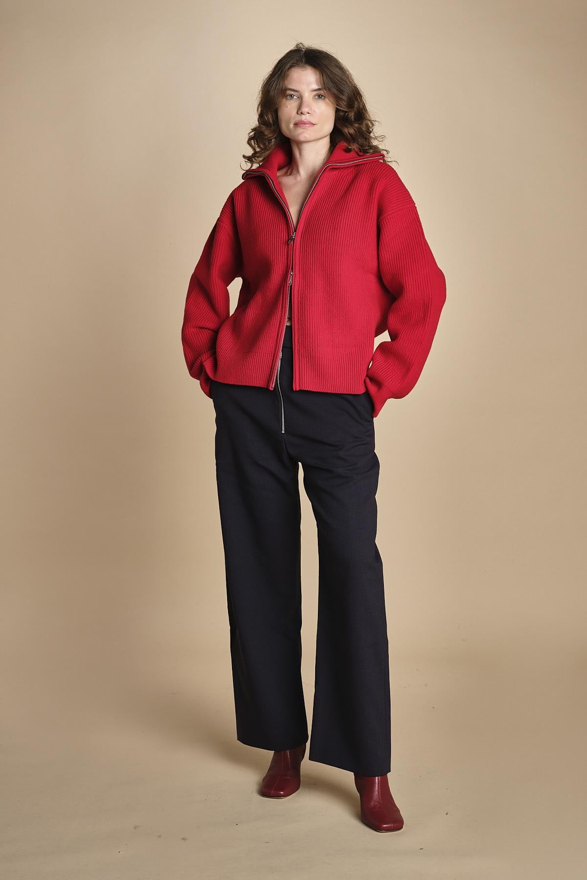 maglia a coste con la zip SANDOS CRIMSON studio nicholson 