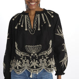 Camicia  KINGSLEY ricamo fiore 091 BLACK sea ny 