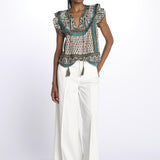 Top DEVI stampato con rouches 6499301 MULTI m.a.b.e. 