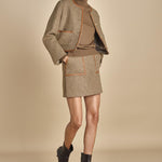 gonna con bordo in pelle ANDINE TAUPE malina 