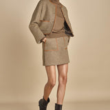 gonna con bordo in pelle ANDINE TAUPE malina 