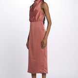 Abito SOLANGE midi scollo dietro 12248047 TERRACOTTA malina 