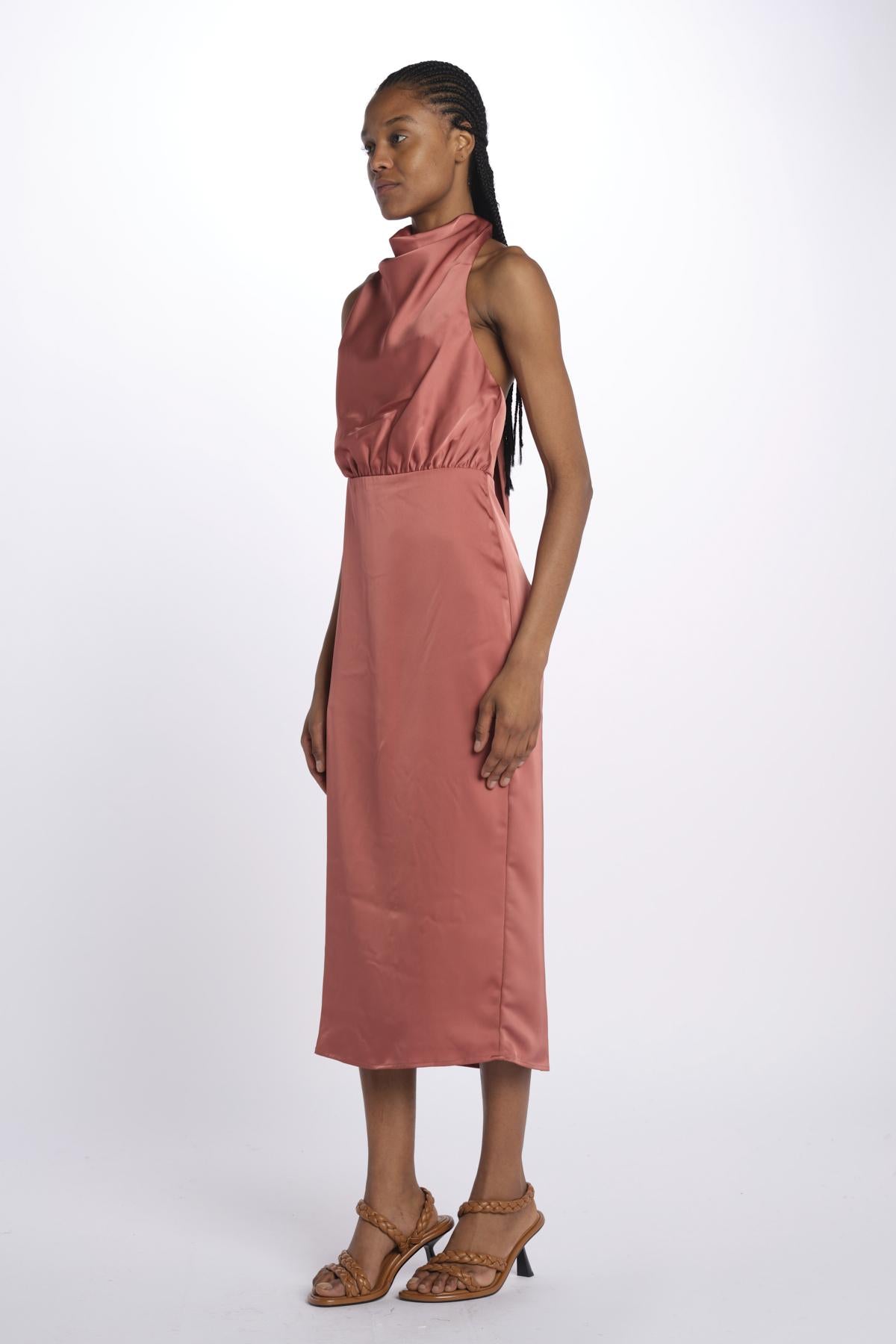 Abito SOLANGE midi scollo dietro 12248047 TERRACOTTA malina 