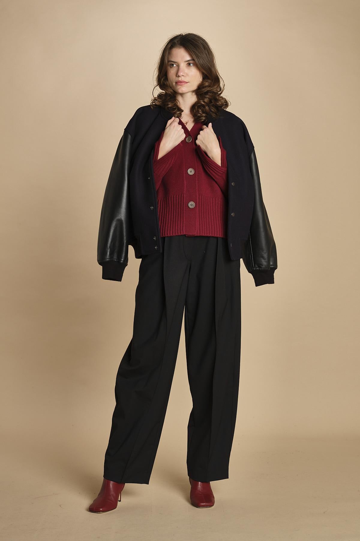cardigan tre bottoni MIL4A24 25040 BORDEAUX milaura 