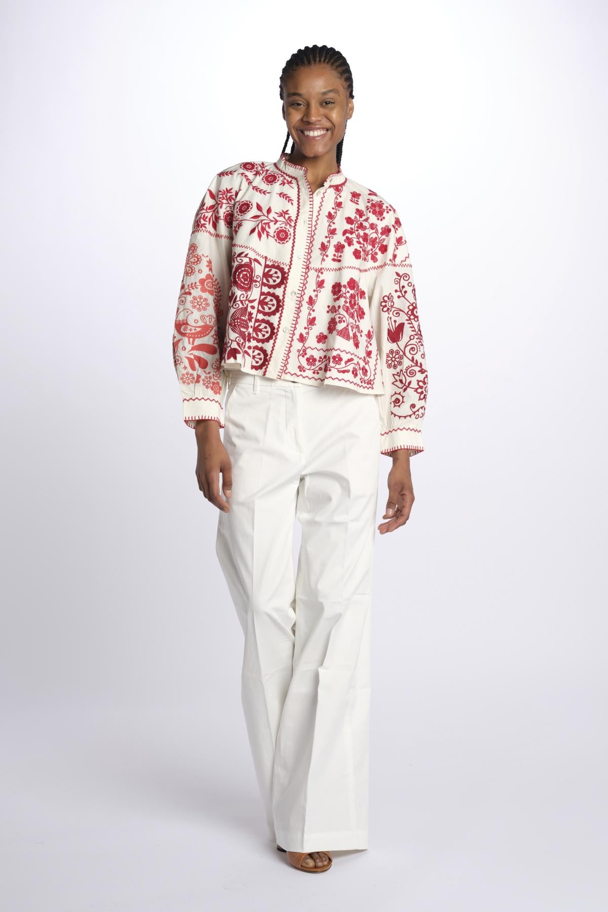 Giacca/camicia MAMIE ricamata MAMIE1BBL RED antik batik 