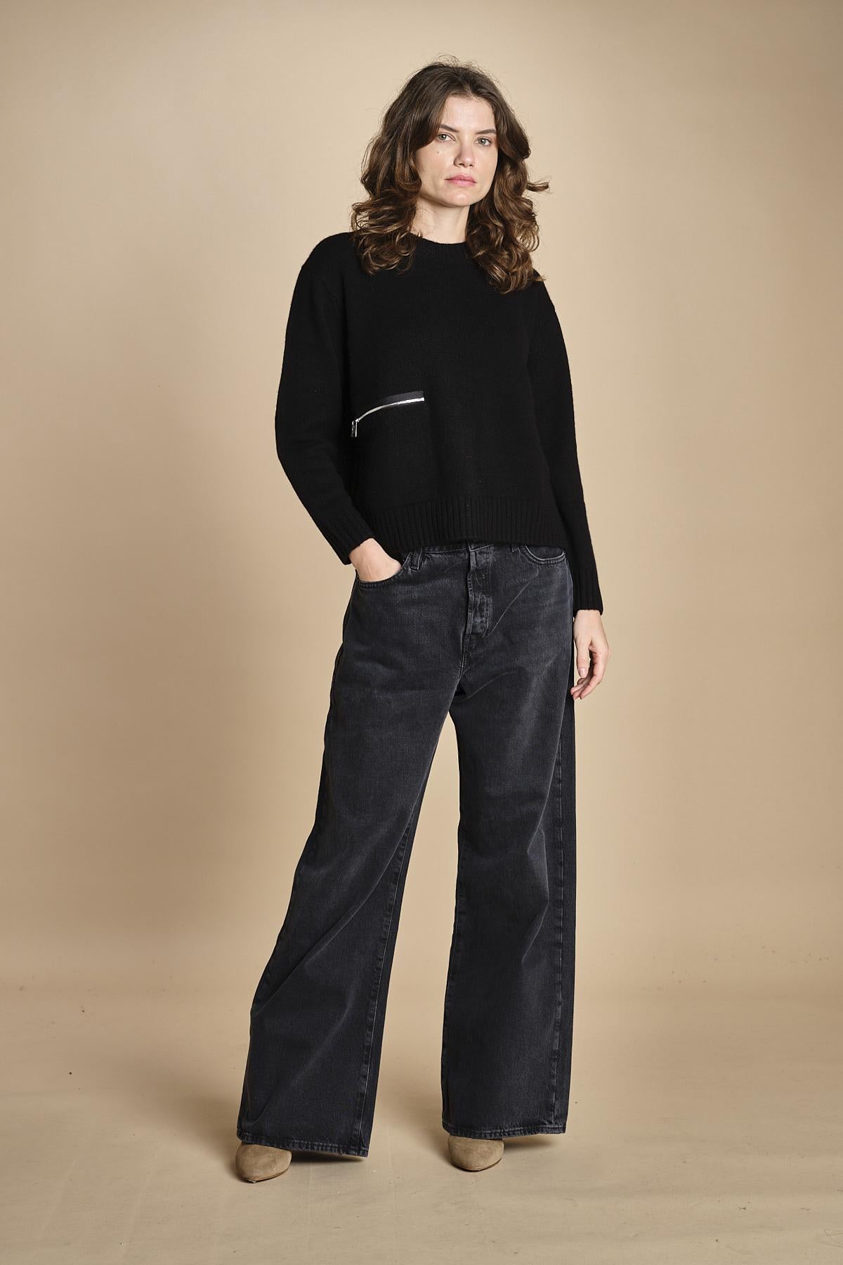 maglia girocollo con zip CESNIK NERO ba&sh 