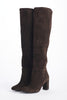 Unlined suede high boot, 7.5cm heel