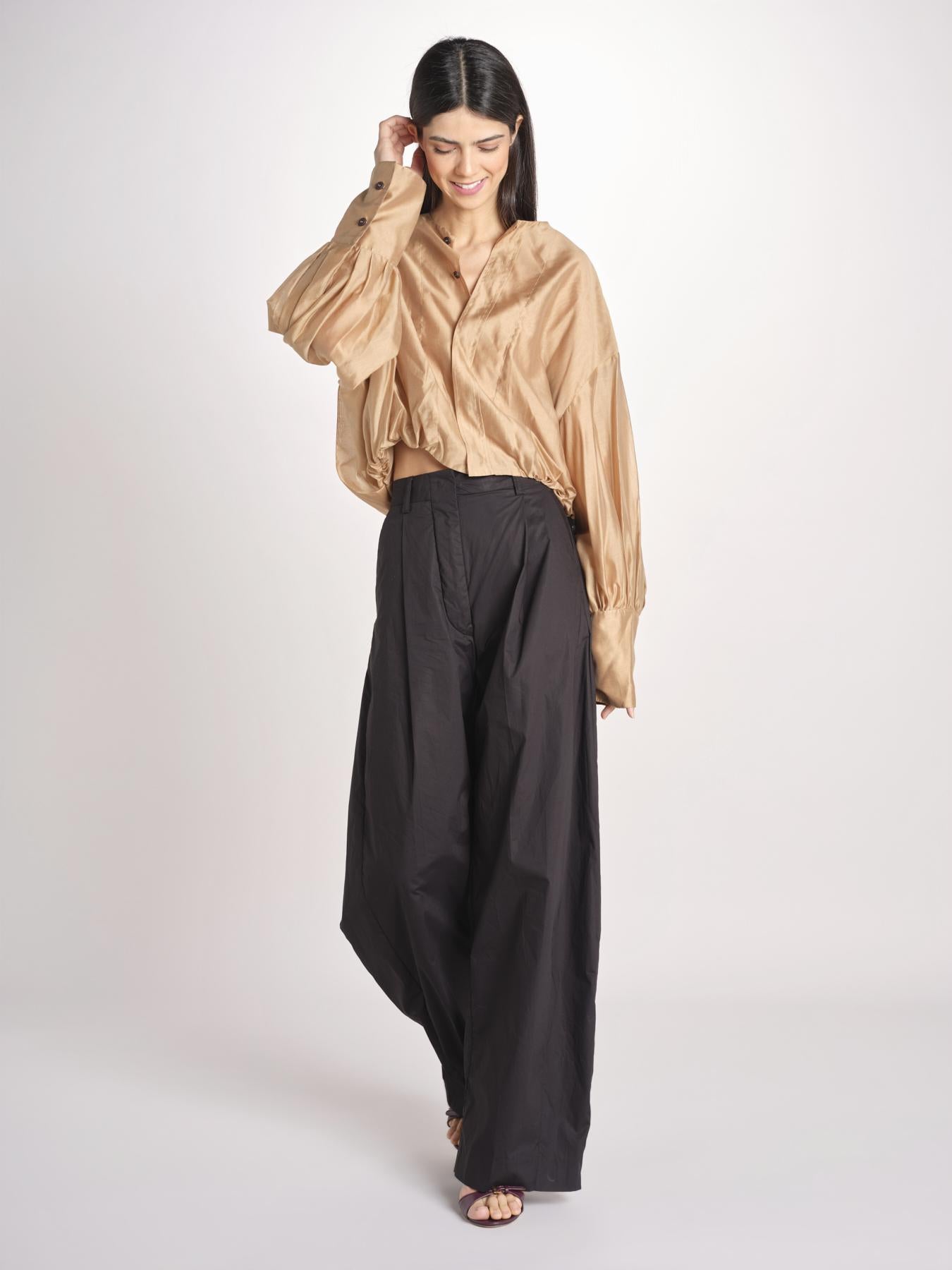 camicia in mussola con manica a sbuffo DIANA 4007 T0161 NUDE T0045 the latest 