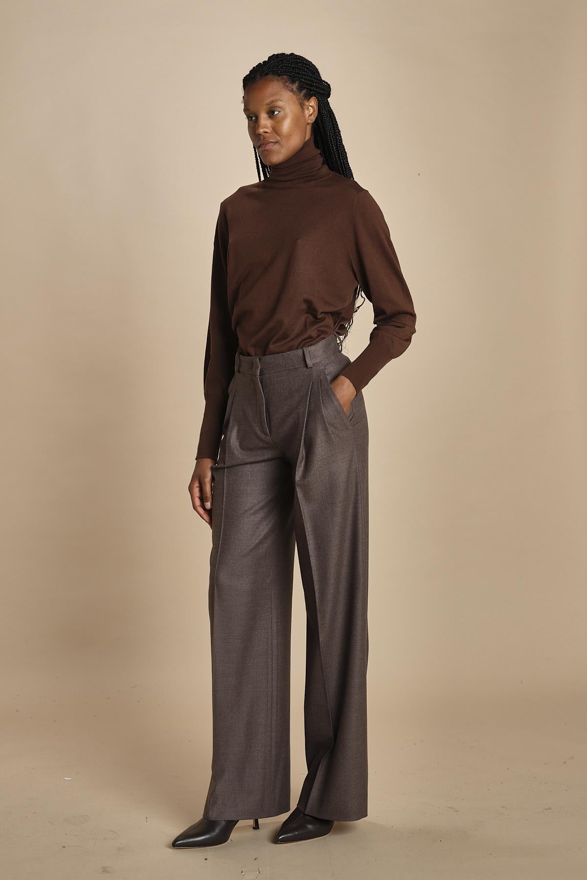 pantalone in flanella con pinces MAFALDA T 357194 73 quelledue 