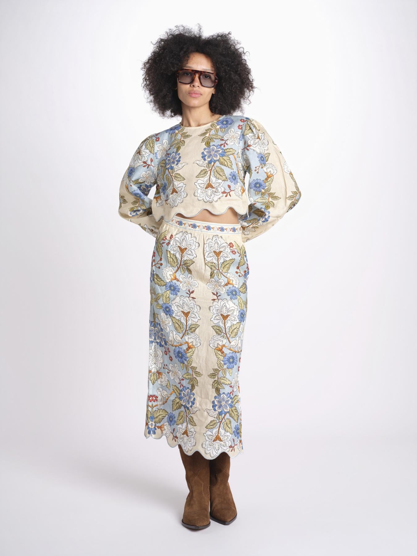 camicia cropped stampata 350502 GARDEN BLU 26046 farm rio 