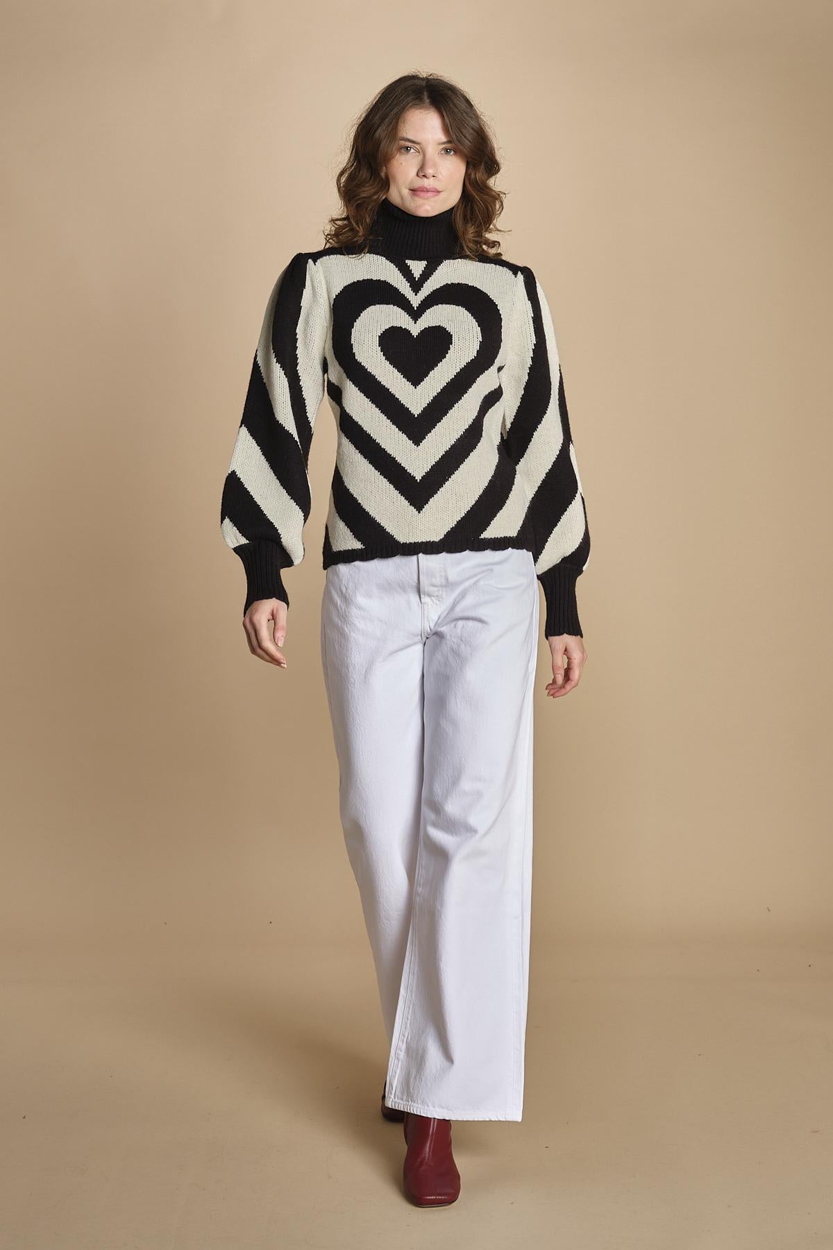 maglia cuore BLACKWHITE HEART 345809 NERO farm rio 
