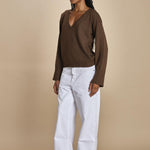 maglia con scollo a v e manica a campana by milaura. D2500894 811 MORO milaura 