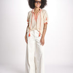 camicia con ricamo uncinetto TALIA 748398 BEIGE ORANGE mabe 