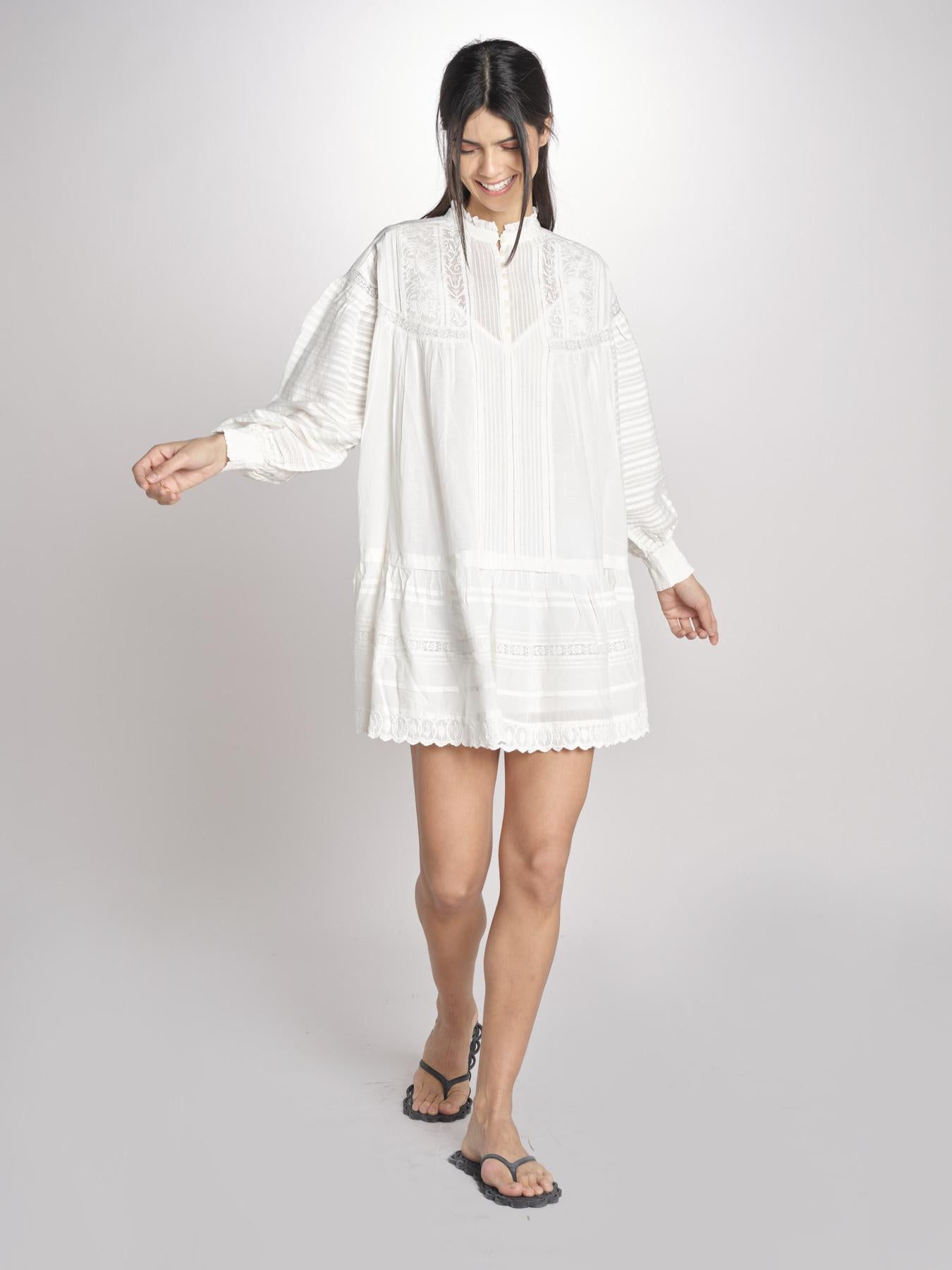 DIANE abito con ricami e nervature DIANE  2HVA27-V08718 BLANC vanessa bruno 