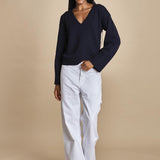 maglia con scollo a v e manica a campana by milaura. D2500894 866 BLU milaura 