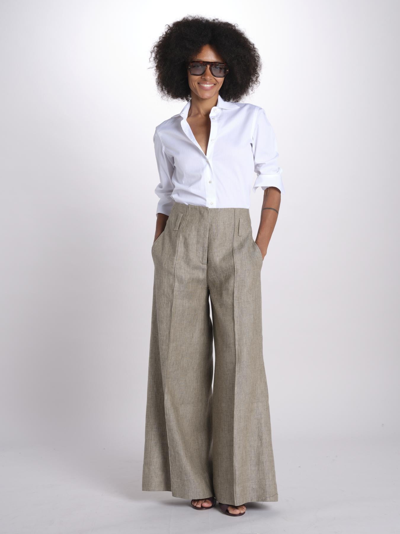 pantalone largo con nervature ORIANA 540 50326 quelledue 