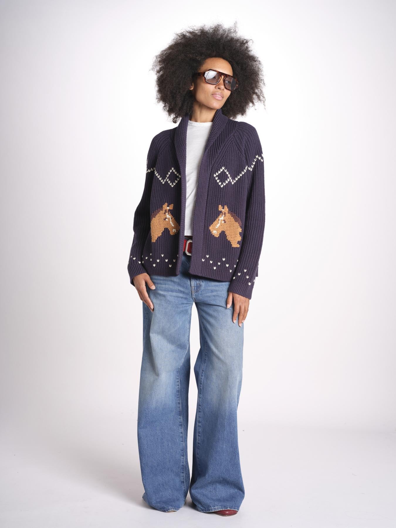 cardigan con cavalli THE HORSE LODGE S463682 NAVY the GREAT 