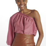 Top monospalla seta MI6M2445 ROSA milaura 