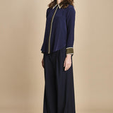 camicia con collo e polsi a contrasto CR_3069T NAVY bodice 