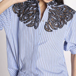 camicia a righe con ricamo 057 MULTI sea ny 