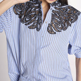 camicia a righe con ricamo 057 MULTI sea ny 