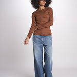 t-shirt manica lunga a costine KOLLINA IO1100X2338 TOBACCO BR208 ivy oak 