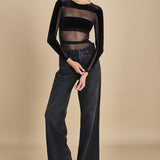 body  in velluto e tulle a righe GO FOR IT BLACK undress code 
