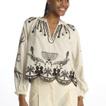 Camicia  KINGSLEY ricamo fiore 091 CREAM sea ny 