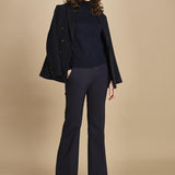 pantalone lungo a zampa. PAOLINA PL142 NAVY nine in the morning 